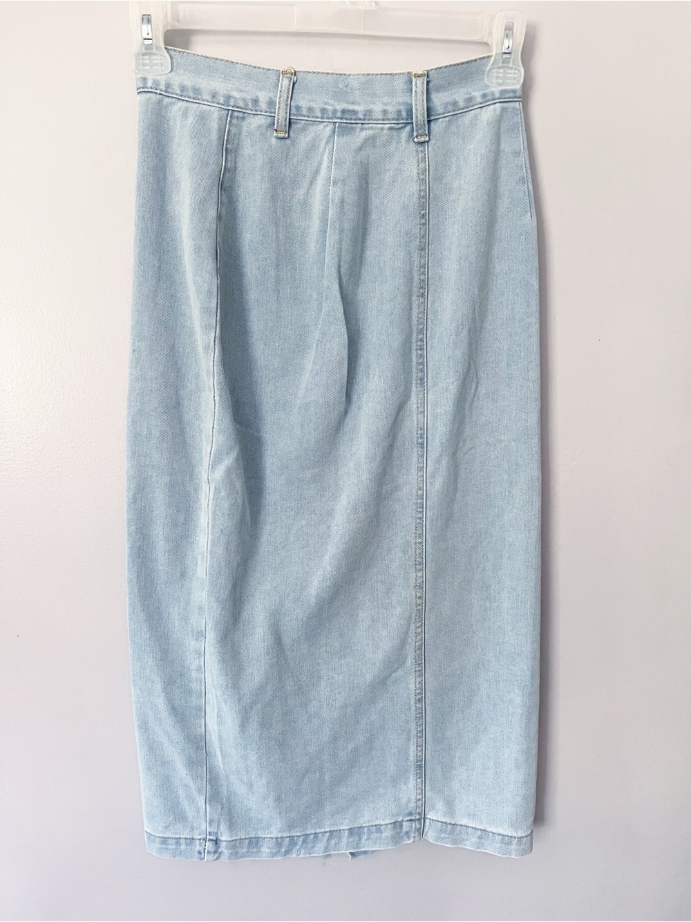Lightwash Denim Straight Midi Jean Skirt XS Coastal Cowgirl Beachy Western Chic - Picture 5 of 8